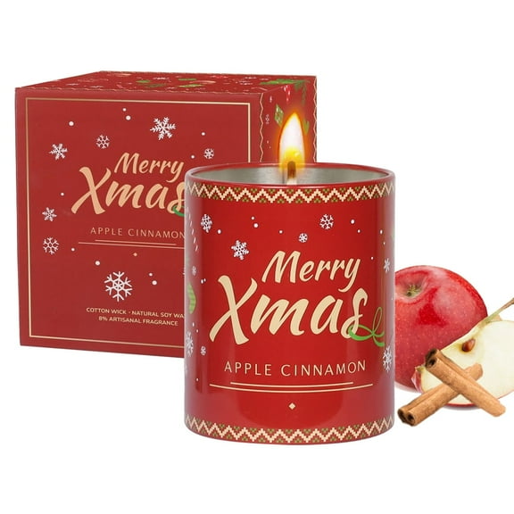 ASTRAEA Christmas Jar Soy Aromatherapy Candle for Home Scented Holiday Decor Up to 50 Hours Burning Time, Apple Cinnamon