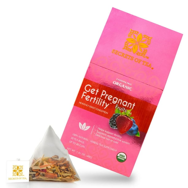 Get Pregnant Fertility Tea for Women - Organic Red Raspberry Leaf, Vitex & More, Support Hormonal Balance, Fruits Flavor - 40 Servings