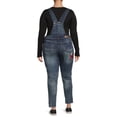 thumbnail image 3 of Dollhouse Junior's Plus Size Embroidered Rose Denim Overalls, 3 of 5