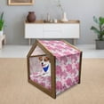 thumbnail image 3 of Floral Pet House, Orchid Blossoms in Pink and Mint Shades and Grunge Effect Tropical Plant, Outdoor & Indoor Portable Dog Kennel with Pillow and Cover, 5 Sizes, Multicolor, by Ambesonne, 3 of 5