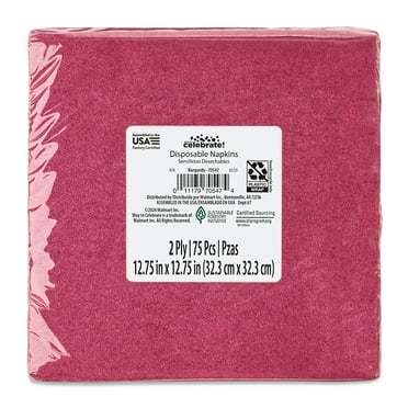 6.5" x 6.5" Disposable Burgundy Paper Napkins, 75 Count, by Way To Celebrate