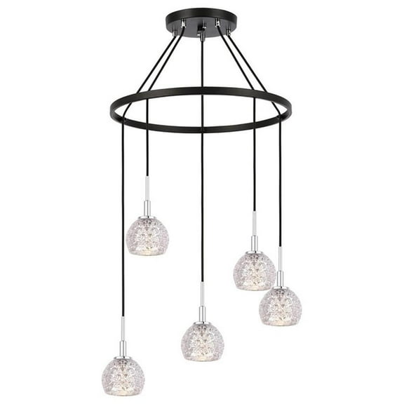 Woodbridge Lighting Elise 5-Light Mercury Glass Chandelier in Chrome/Bronze