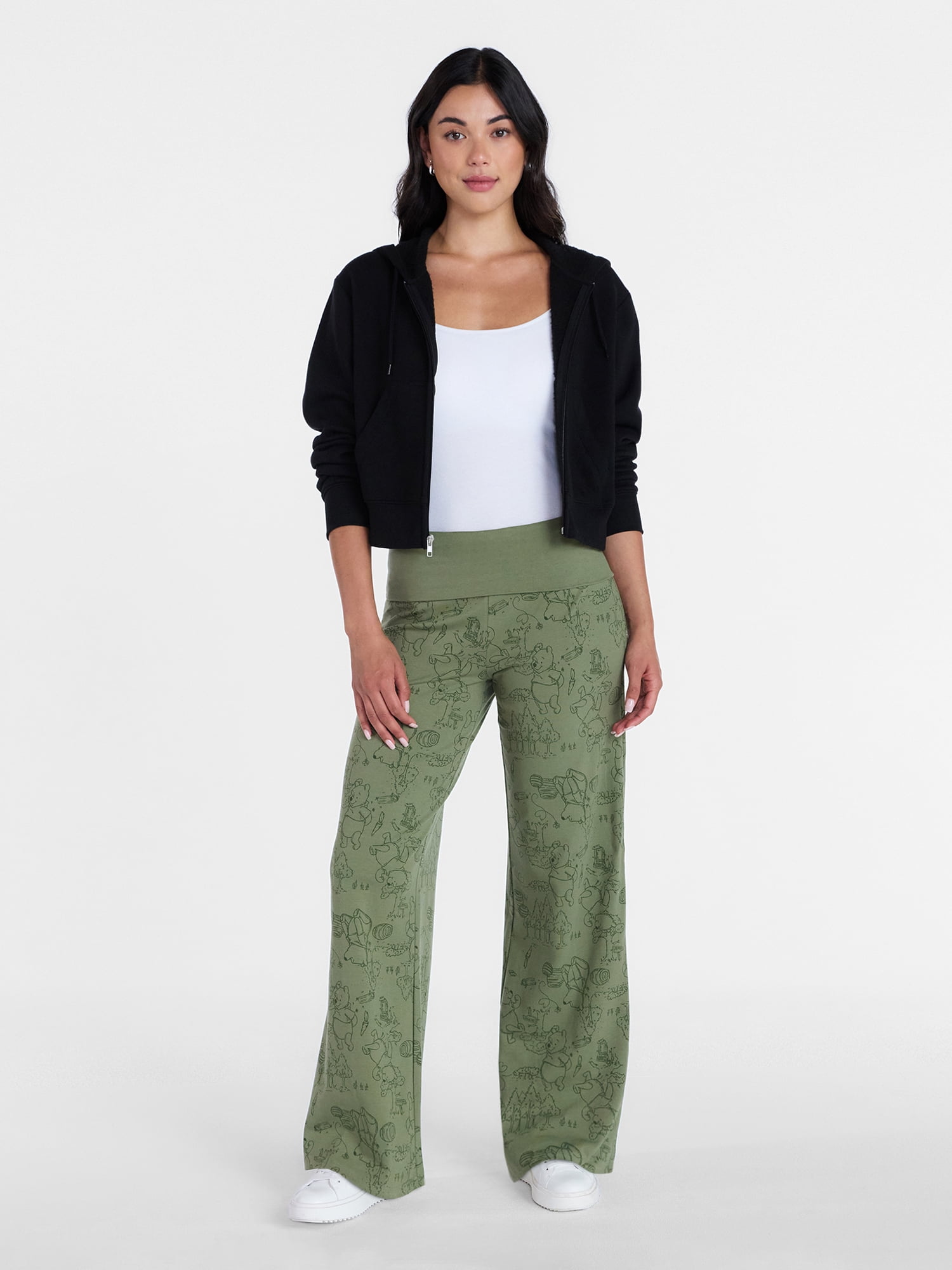 Winnie the Pooh Women’s Wide Leg Foldover Pants, Sizes XXS-XXL