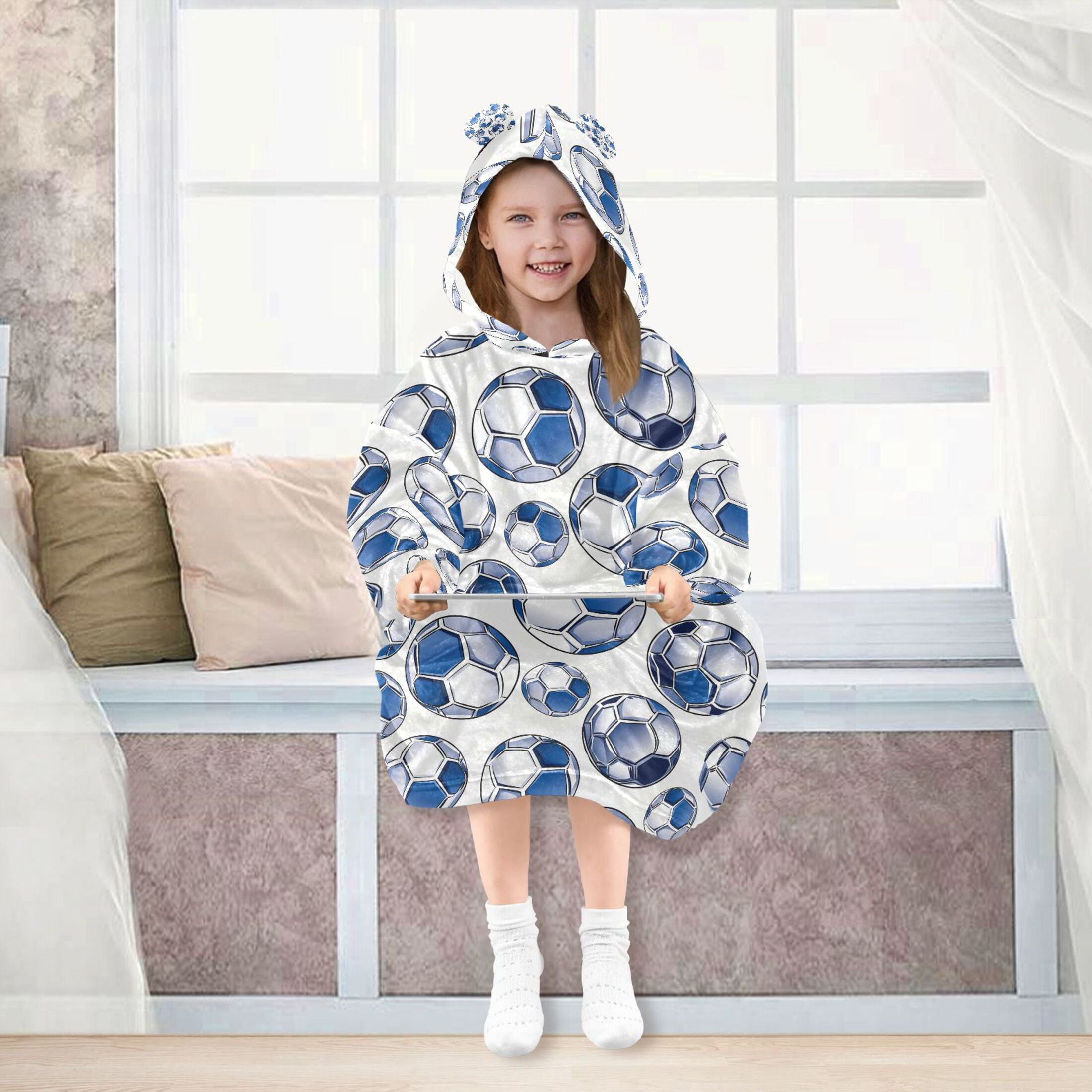 joogoo Wearable Blanket Soccer Balls Hoodie for Oversized Sherpa Hooded 3-14 YR M