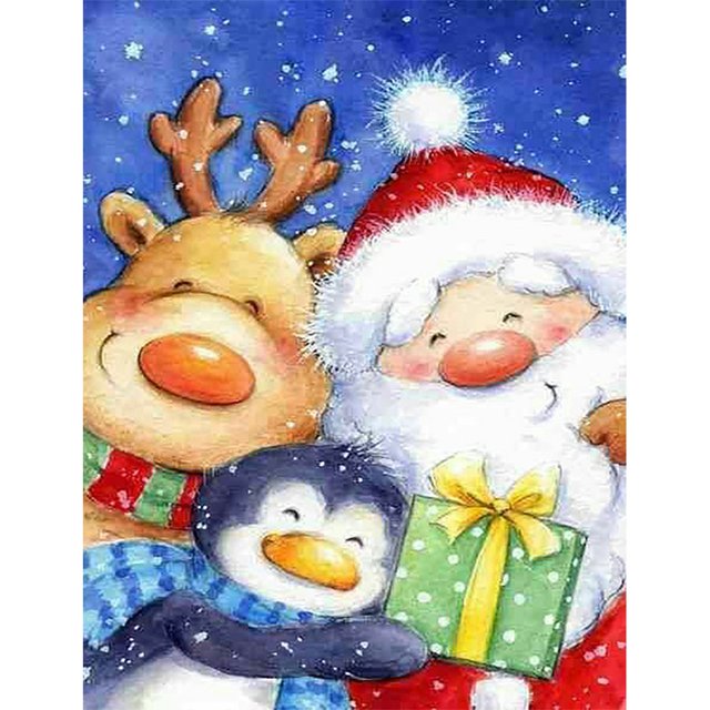 Taladro de diamante Papá Noel 5D Kits de pintura DIY Decoración de pared redonda completa Artesanía Hugtrwg Para estrenar
