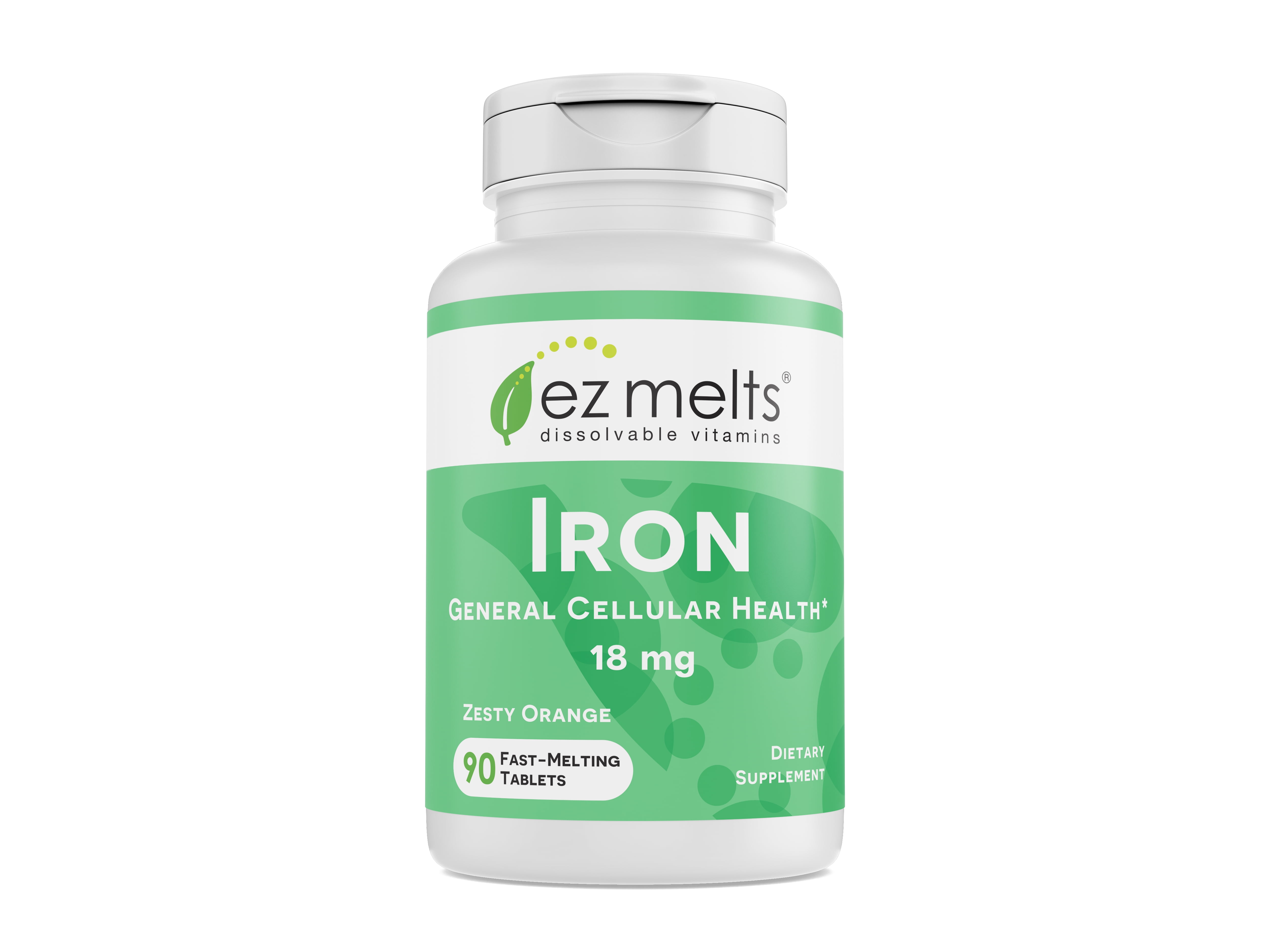 EZ Melts Iron, 18 mg, Dissolvable Vitamins, Vegan, Zero Sugar, Natural
