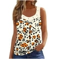 thumbnail image 2 of Homenesgenics Tank Tops for Women Plus Size Summer Fashion Casual Printed Sleeveless Stretch Shirt Loose-Fit V-Neck Tank Top Beige XXL, 2 of 5