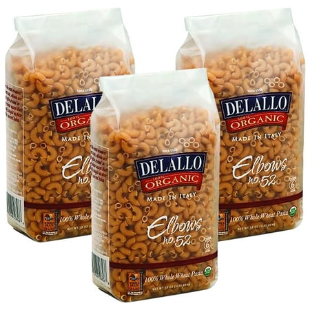(3 Pack) Delallo Elbows Whole Wheat Pasta #52 1