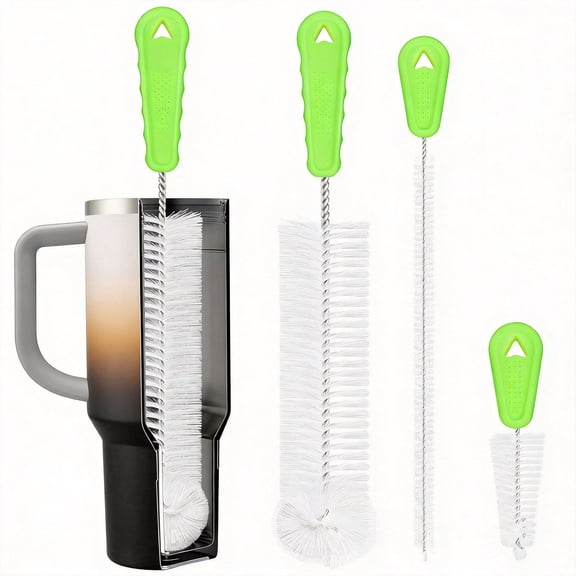 3-Piece Bottle Brush Cleaner Set, 14" Long Handle Water Bottle and Straw Brush Kit , Versatile Cup Lid Scrubber for 20oz/30oz/40oz Tumblers, Baby Bottles and Sports Flasks