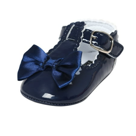 

Baby Toddler Infant Girls Shoes PU Leather Bow Soft Mirror Surface Prewalkers Boots Non-slip Flat Shoes
