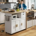 thumbnail image 2 of ASTRONAPE Rolling Mobile Kitchen Island Cart Bar with Desktop Drop Leaf Countertop, Island Table Storage Cart with 5 Wheels, Rolling Kitchen Cabinet with Power Socket and Towel Rack (Ver 2.), 2 of 9