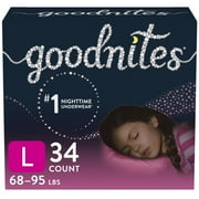 Goodnites Girls Heavy Absorbency Nighttime Underwear, Large (CS/34)