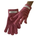 thumbnail image 2 of Guantes de lana con etiquetado de color sólido para mujer, guantes de cinco dedos con pantalla táctil tejidos para mujer, otoño e invierno, 2 of 6