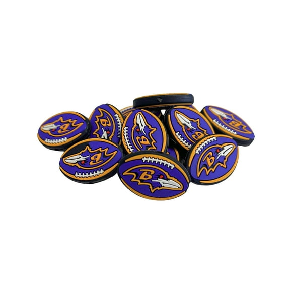Baltimore Focal Bead Sports Football 12pk 1.17 for Bulk Keychains Silicone Charm Raven Beadable Pens Freshie Hangers Logo Game Day Purple Gold