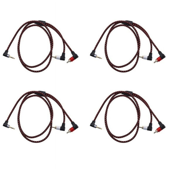 4X 3.5mm Male to 2 RCA Male Cable Right Angle Stereo AUX Y Splitter Cord Microphone Plug for Laptop 1M