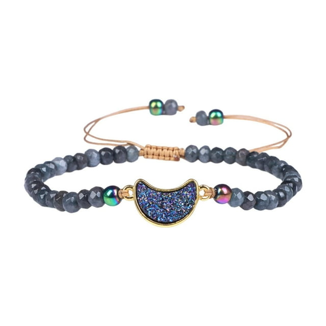 Pulsera de cuentas de rueda de piedra natural, regalo para la mejor amiga de la mujer, pulsera ajustable con Luna