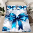 thumbnail image 2 of Homewish Blue Bow 3pcs Twin Sheet Sets for Teens Boys Girls,Merry Christmas Twin Fitted Sheet,Bling Glitter Breathable Flat Sheet,Microfiber Bedroom Decor, 2 of 7