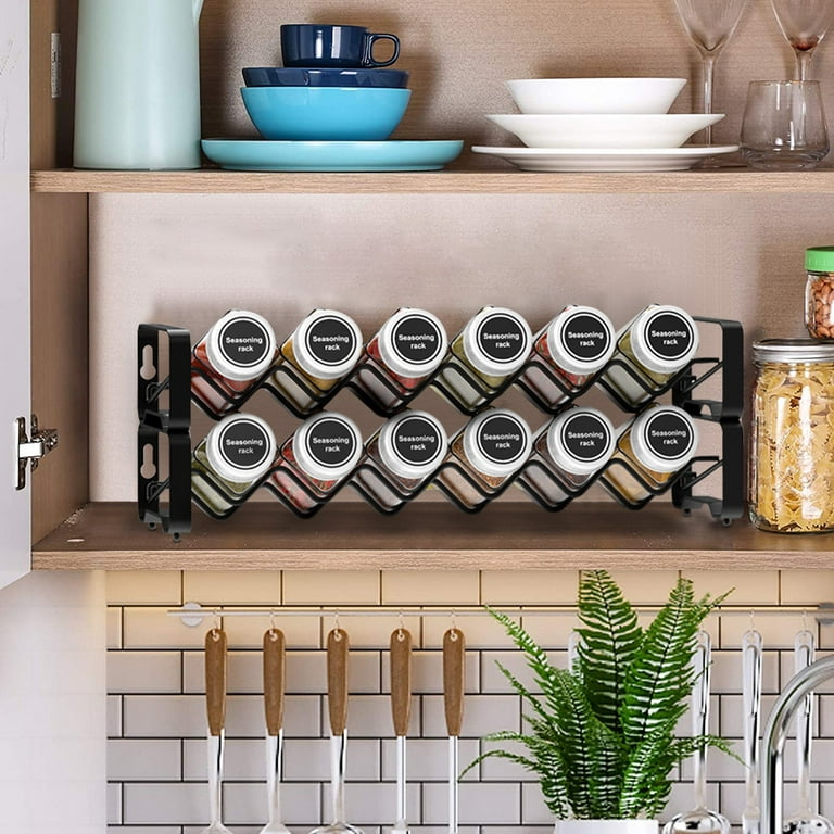 Ardier 4 Tier Spice Rack Organizer with 32 Square Spice Jars and 160 Spice  Labels Set for Kitchen Cabinet Countertop Pantry or Wall Mount, Matte Black