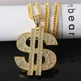 thumbnail image 5 of Hip Hop Dollar Necklace and Rings, Rapper Plated Chain, Hip-Hop Plated Ring, Dollar Sign Pendant Chain, Rap Singer Gold Dollar Pendant Chain, Rapper Accessories, 5 of 5