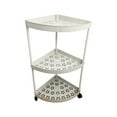 thumbnail image 2 of kkbbma Freestanding Corner Storage Shelf Rack, 3-Tier Plastic Bathroom Organizer with Wheels, Toiletries Storage Rack for Living Room Bedroom Corner Space Saving Decor, 2 of 6