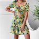 thumbnail image 2 of Vestido de cintura alta con estampado de corbata y cuello en V de manga corta a la moda de verano para mujer Fridja  bnh3910, 2 of 8