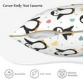 thumbnail image 5 of Fotbe Colorful Hearts Penguin Pattern Velvet Decorative Throw Pillow Covers with Elegant Piping, Soft Plush Cushion Cover for Sofa, Bed, Car, Office-18"x18", 5 of 8