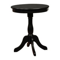 Linon Palmetto Round Pedestal Accent Table in Black Painted Wood