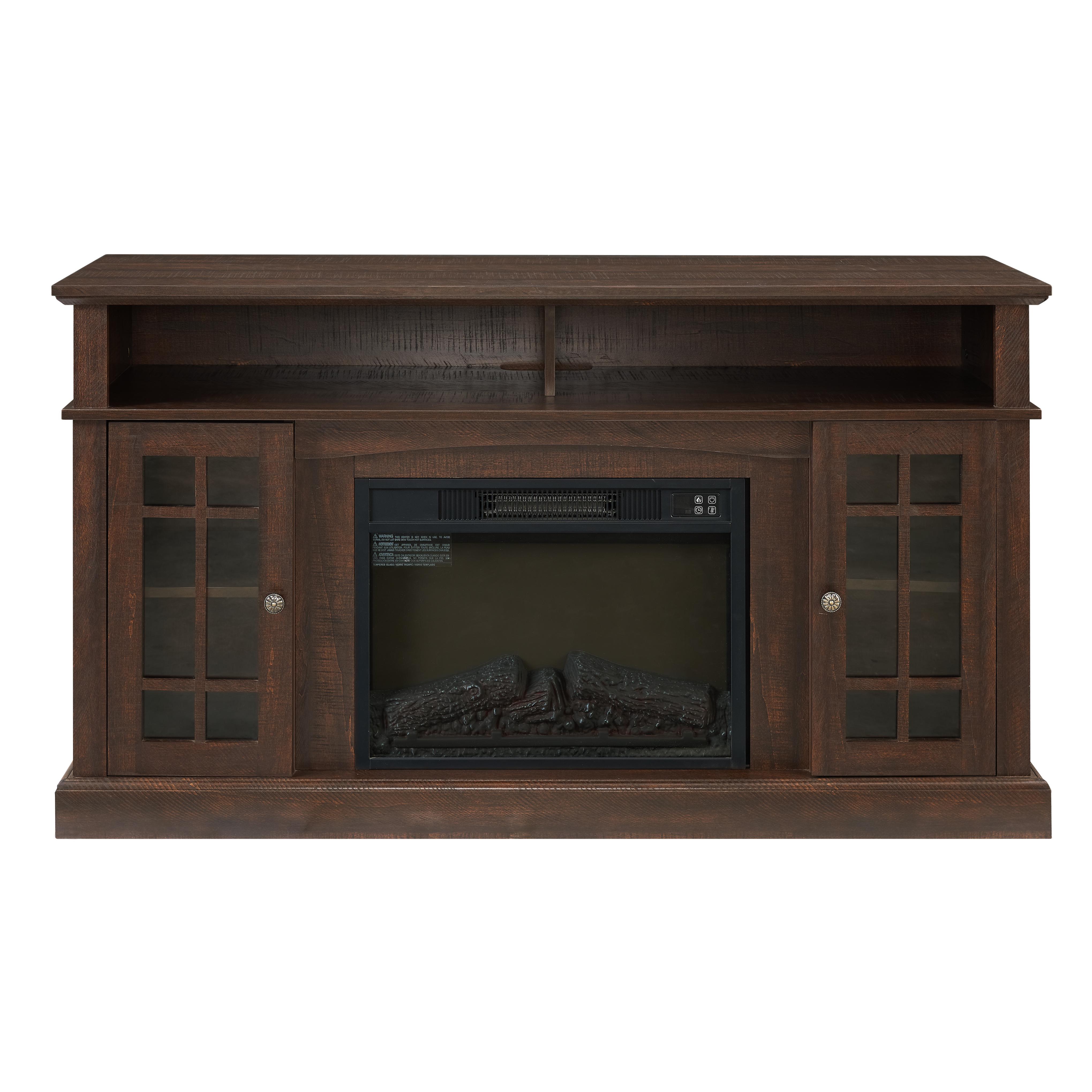 PAPROOS Fireplace TV Stand for 65 Inch TV, Modern Farmhouse TV Cabinet with 23'' Electric Fireplace, Entertainment Center Television Console Table for Living Room, Brown