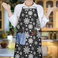 thumbnail image 5 of Black Christmas Snowflake Pattern Apron-Garden Aprons for Women with Pockets-Cotton Linen Waterproof Kitchen Cooking Gardening Aprons Adjustable for Kitchen,Cooking,BBQ and Salon 33"x27", 5 of 7