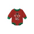 thumbnail image 1 of Qmyliery Baby Boys Girls Christmas Romper, Long Sleeve Crew Neck Snowman Letters Print Bodysuit, 1 of 9