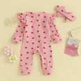 thumbnail image 3 of Bagilaanoe Newborn Baby Girl Valentine's Day Jumpsuit Heart Print Long Sleeve Bodysuit + Headband 3M 6M 12M Infant Spring One Piece Romper, 3 of 8