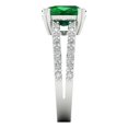 thumbnail image 3 of 3.96ct cushion cut green emerald 18k white gold Bridal Wedding Engagement Promise Anniversary Ring for Women size 8, 3 of 7