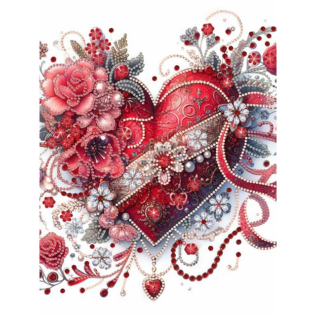 Kit Con Forma Especial Parcial 5D DIY Flores Amor 30x40cm