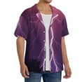 thumbnail image 4 of Xecao offers the Thunderstorm Violet Purple for Men's Casual Short-sleeved Shirt, a button-up collared shirt with a pocket, perfect for beach vacations and yacht travel in the 4X-Large size., 4 of 7