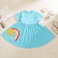 thumbnail image 5 of MEZZALL Girls Rainbow Printed Summer Dress Short Sleeve O-Neck Adorable Dresses, 5 of 9