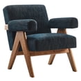 thumbnail image 3 of Armchair Accent Chair, Set of 2, Azure Navy Blue, Fabric, Wood, Living Kitchen Cafe Bistro Hospitality Restaurant, Modern Contemporary HB36214, 3 of 9