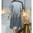 thumbnail image 3 of Women Nightshirt Short Sleeve Sleepwear V Neck Nightgown Pure Colour Pajama Dress Blue L, 3 of 8