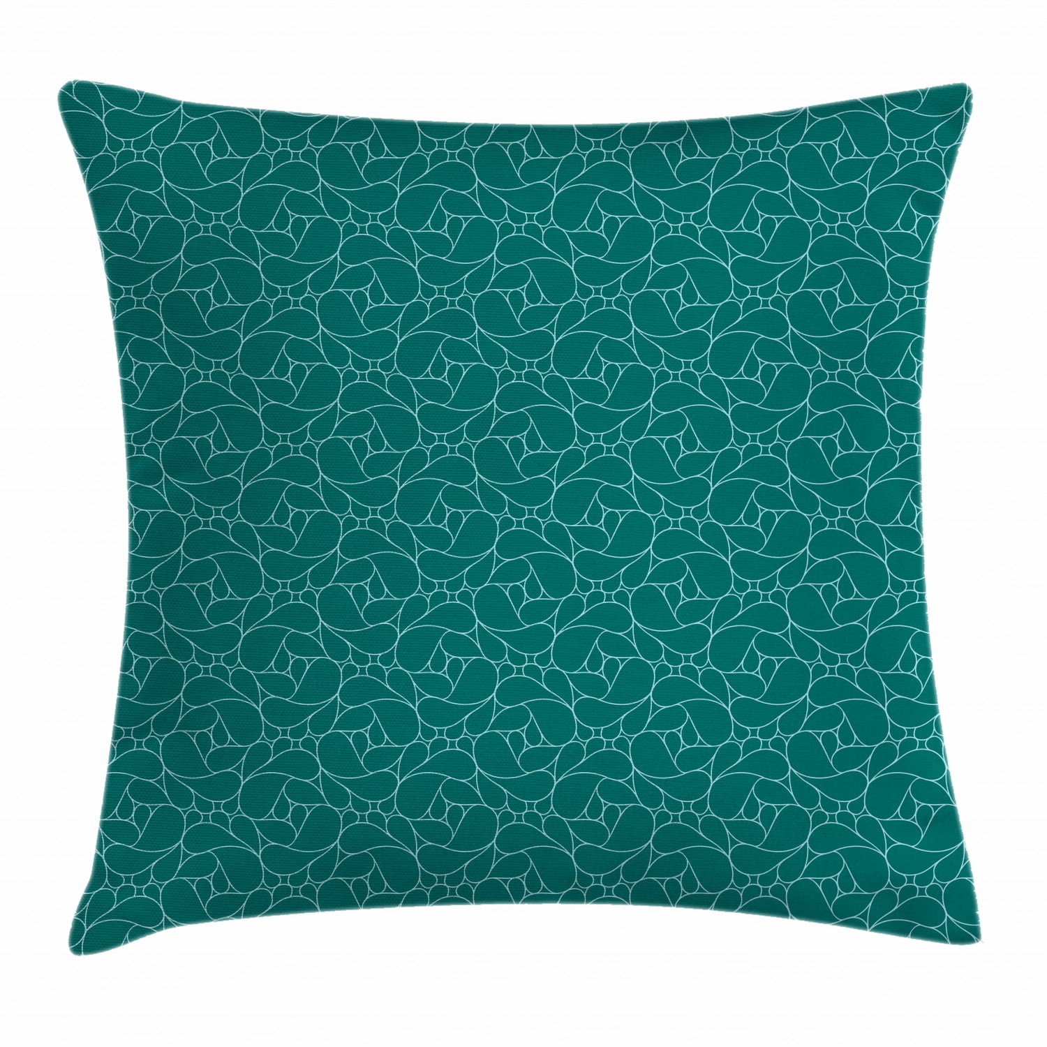 Teal Throw Pillow Cushion Cover, Abstract Line Art Modern Expressionist Design Water Drop