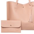 thumbnail image 2 of Bolso de hombro vintage para mujer Bolso de viaje de cuero PU con juego de monedero (rosa), 2 of 5