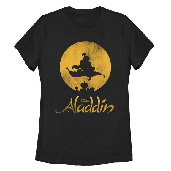 Women's Aladdin Magic Carpet Ride Silhouette  Graphic Tee Black Small