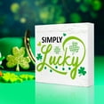 thumbnail image 5 of Zomyto 7x7 In Rustic Simply Lucky Wood Block Plaque Box Sign for Saint Patricks Day Party Desk Tabletop Decor, 5 of 7