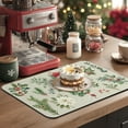 thumbnail image 2 of Christmas Dish Drying Mat for Kitchen Counter, 12"x20" Absorbent Christmas Sage Flower Herbs Drying Mat with Red Plants, Xmas Holiday Dish Rack Mat Coffee Maker Dining Room Decor, 2 of 8