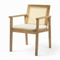 thumbnail image 4 of Christopher Knight Home Mid-century Modern Acacia Wood Patio Dining Chairs with Cushions, Wicker Backrest, Set of 2, 4 of 15