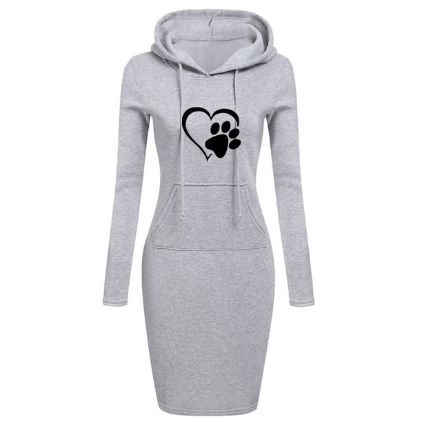 2022 Spring Autumn Sweatshirt Long-Sleeved Dress Woman Clothing Hooded Collar Pocket Simple Casual Lady Dress SweatshirtXL Gao Jinjia LED