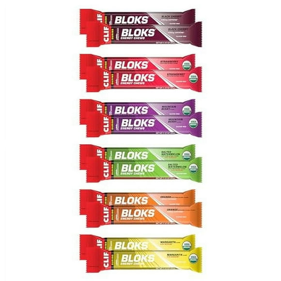 CLIF BLOKS - Energy Chews - Variety Pack - Non-GMO - Plant Based - Fast Fuel for Cycling and Running - Quick Carbohydrates and Electrolytes - 2.12 oz. Packets (12 Count)
