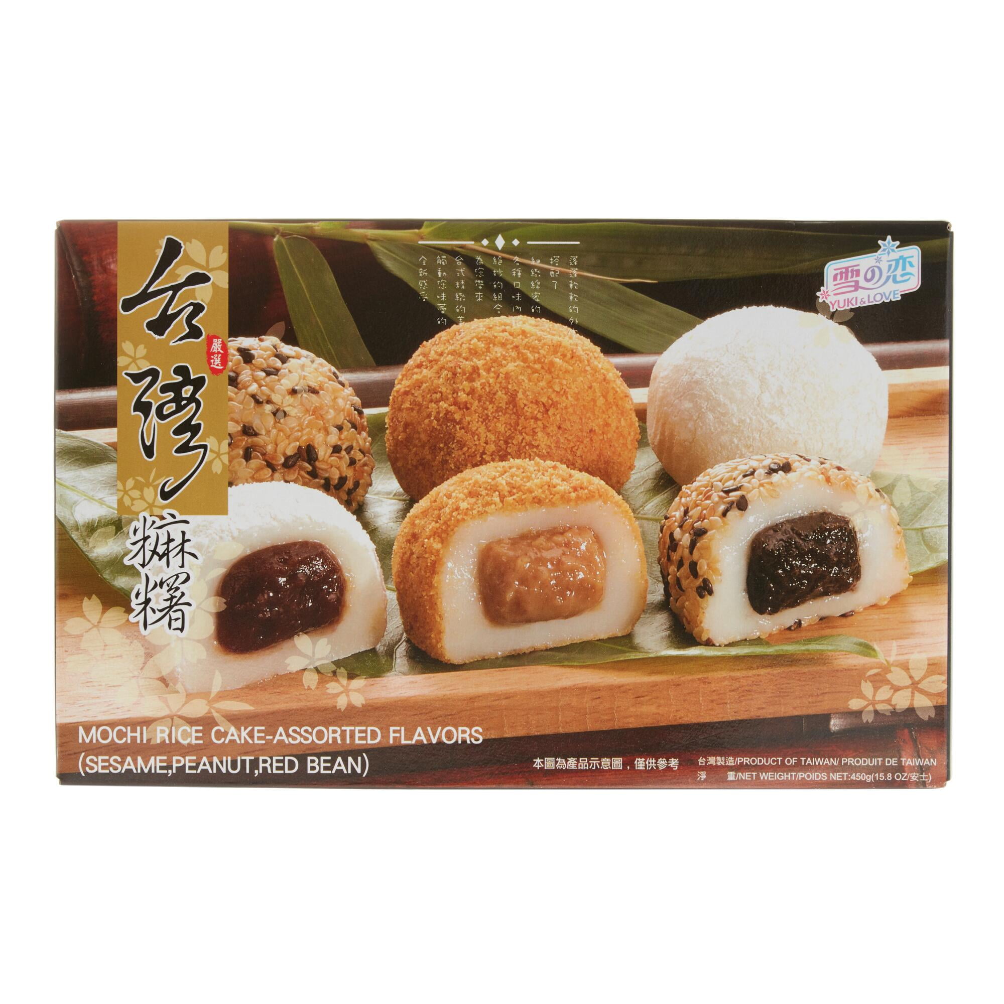 Yuki & Love Mochi Rice Cake Assorted Flavors; Sesame, Peasnut, Red Bean) 15 Piece