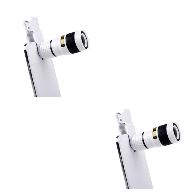 Sidaley Phone Telescopic Camera 8X Outdoor Birdwatching External Long Telephoto Travel Backpacking Clip Smartphone Lens Focal blanco 2piezas