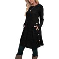 thumbnail image 2 of Women's Casual Knit Dress Round Neck Long Sleeve A Line Fashion Pocket Stylish Comfortable Elegant Daily Wear Soft Stretchy Lightweight Trendy Outfit, 2 of 2