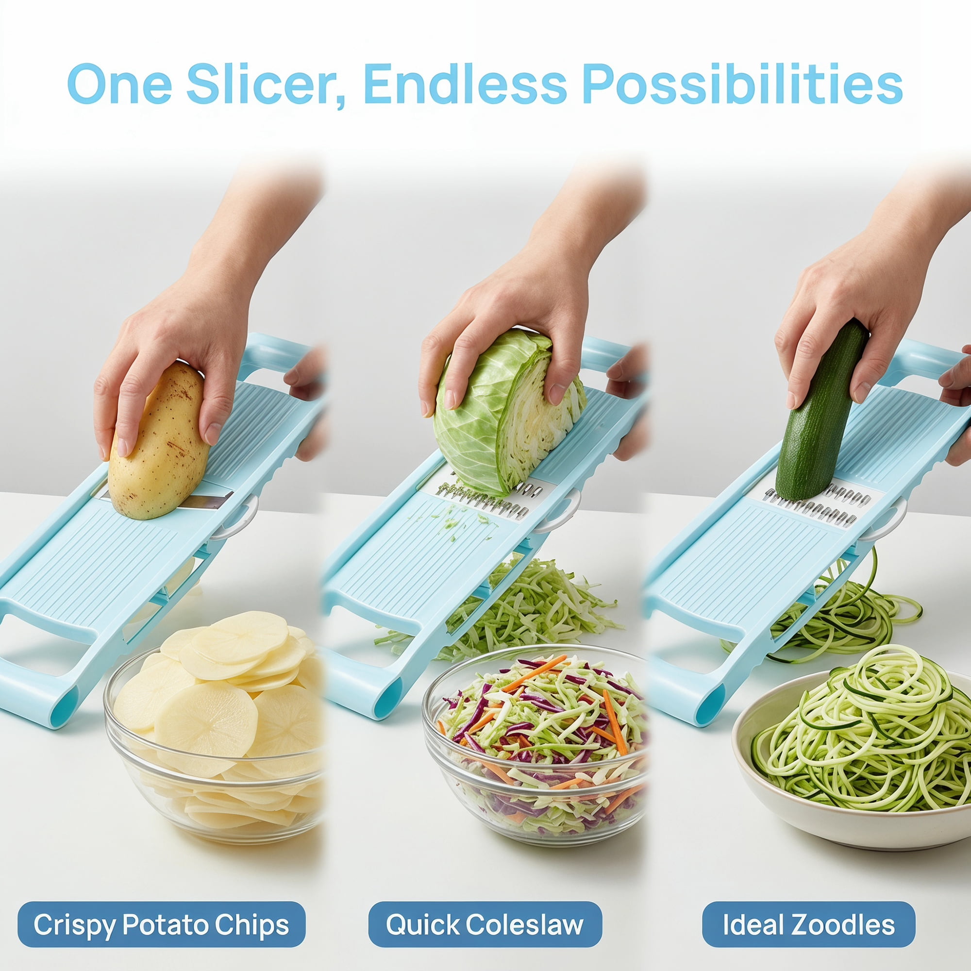 Unique Bargains  Professional Mandoline Slicer for Home Chefs 8 in 1(A) 10.9"x3.9"