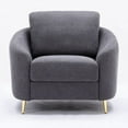 thumbnail image 2 of Benjara Nial 34" Accent Chair- Linen Upholstery- Pine Wood- Gray and Gold, 2 of 5